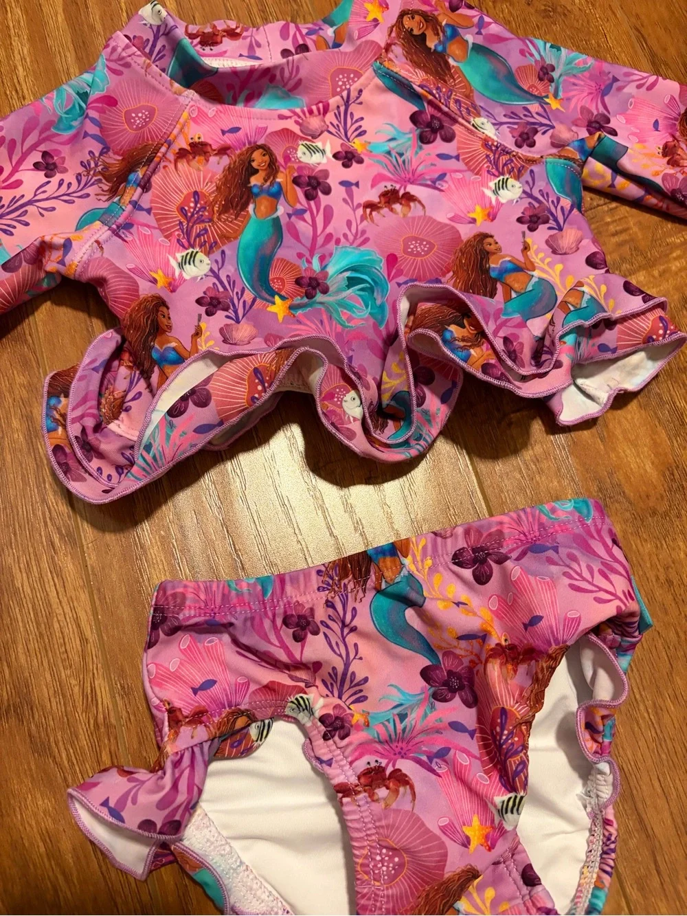 POSH PEANUT x DISNEY | The Little Mermaid Long Sleeve Rash Guard swimsuit set